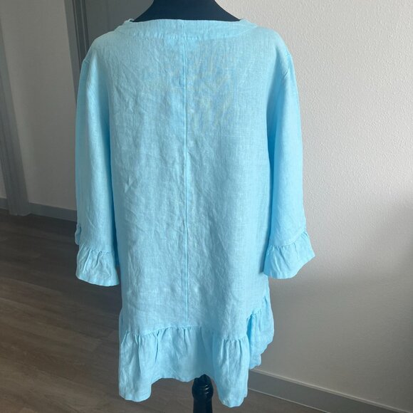 BRYN WALKER 100% Linen Layla Hi/Low Bell Sleeve Top Sz S Oversized NWT - Picture 2 of 7